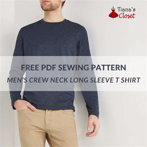 Mens Crew Neck Long Sleeve T Shirt Free Pdf Sewing Pattern Tianas
