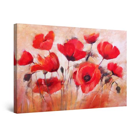 Startonight Canvas Wall Art Abstract Red Poppies In Time Painting