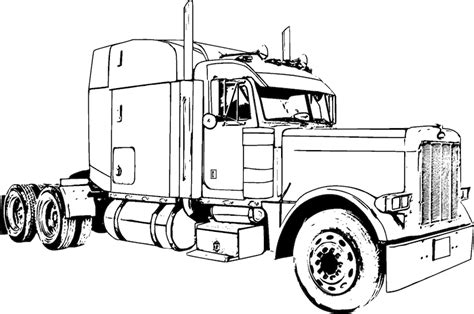 Big Rig Truck Coloring Page Poster Etsy
