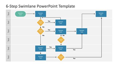 6 Step Swimlane Powerpoint Template