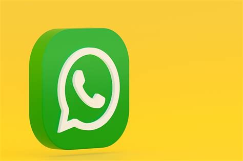 Aplicación De Whatsapp Logo Verde Icono 3d Render Sobre Fondo Amarillo