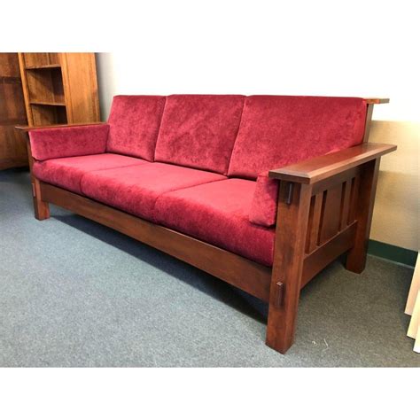Lavish home (brown) coffee 2 tier mission style sofa table. Mission Style AJ's Furniture Red Fabric Upholstered Oak ...