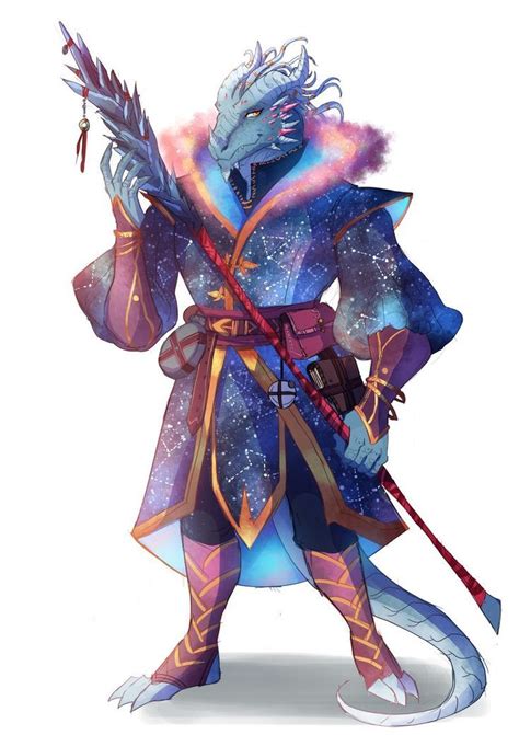 Dragon Born Wizard / Sorcerer with staff for DnD / PAthfinder | Fantasy
