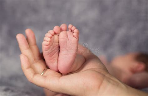 Newborn Baby Legs In Parents Hands Stock Image Image Of Child