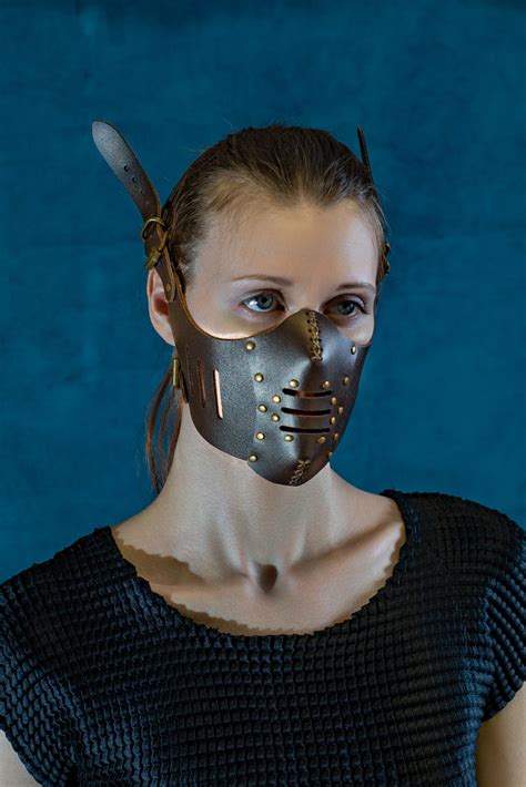 Brown Leather Mask Steampunk Mask Fetish Muzzle Half Face Etsy