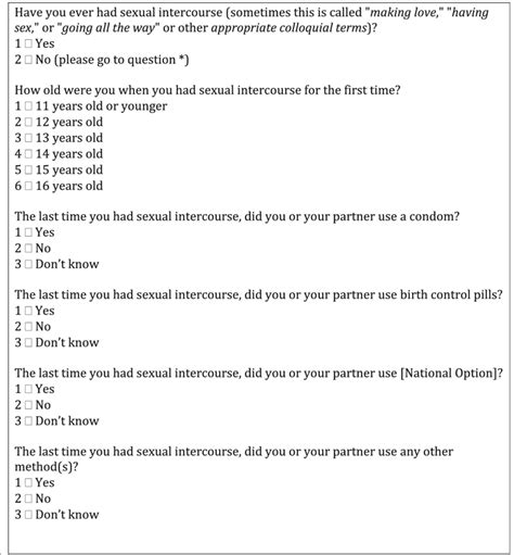Standardised Questions On Sexual Health In Hbsc Pilot Survey Download Scientific Diagram