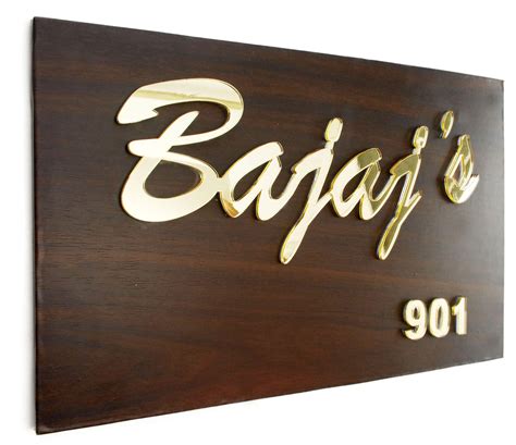 Buy Personalised Home Door Name Plate With Golden Acrylic Embossed