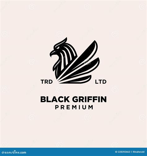 Premium Black Griffin Mythical Creature Vector Design Logo Stock Vector