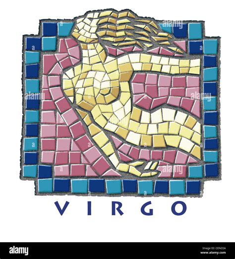 Star Sign Virgo Mosaic Illustration Of Profile Of Mermaid Figure Hair