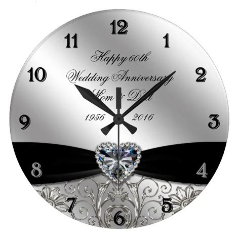 Th Diamond Wedding Anniversary Round Wall Clock Zazzle Com Au