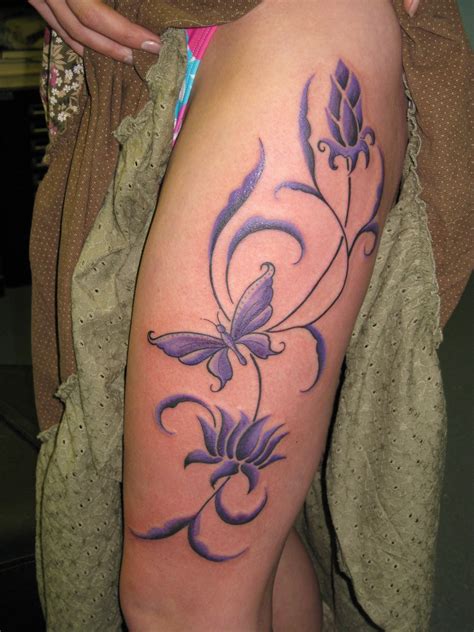 Irish Street Tattoo Butterfly Thigh Purple Tattoos Leg Tattoos Butterfly Thigh Tattoo