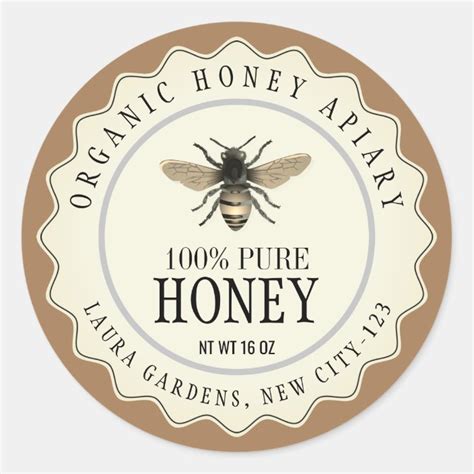 Vintage Bee Honey Jar Custom Label