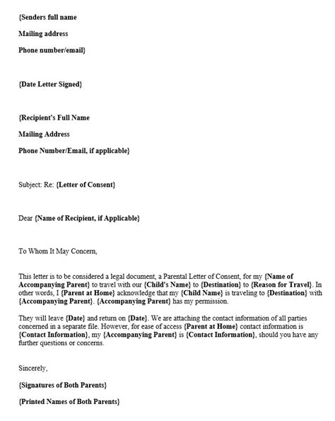 If you are a guardian or a care taker, you need to ask permission to both of the parents of the child and present their signed permission letter at the airport. Letter of Consent to Travel with One Parent (Template ...
