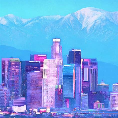 Los Angeles Skyline Canvas Large Art Wall Oil Painting La Skyscrapers