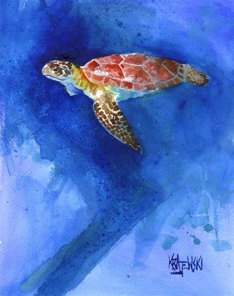 Sea Turtle Art Print Of Original Watercolor Painting 8x10 Watercolor