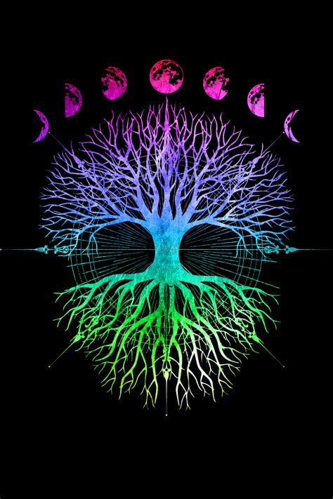 Mystical Tree Of Life And Moon Phases T Shirt Tree Of Life Tattoo Tree