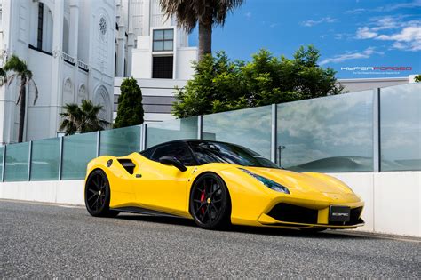 Ferrari 488 Gtb Yellow With Hyperforged Lc5 Aftermarket Wheels Wheel