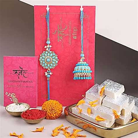 Buy Send Sneh Regal Bhaiya Bhabhi Rakhi And Kaju Katli Online Fnp