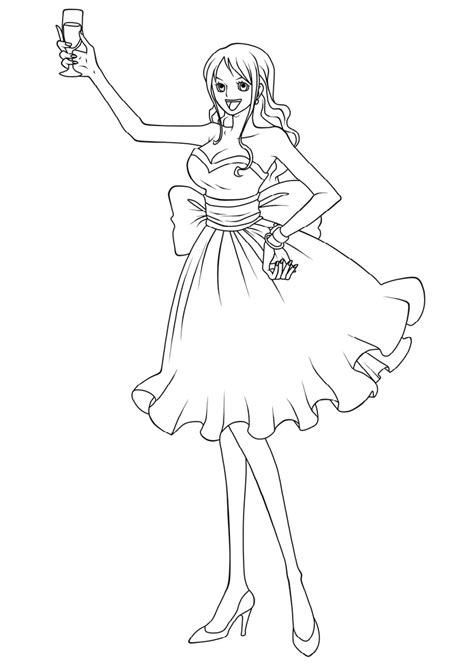 Nami With Bikini Coloring Page Anime Coloring Pages