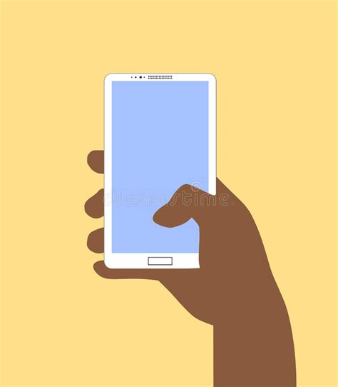 Hand Holding Smartphone Vector Illustration In Flat Design Style Stock