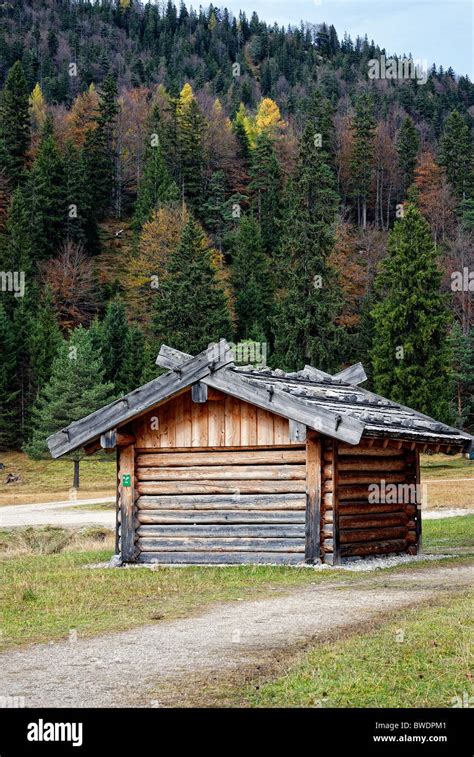 Alpine Hut Lake Lautersee Mittenwald Bavaria Germany Stock Photo Alamy