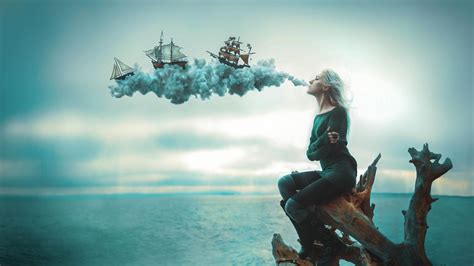 Sailing Ships Sea Smoke Hd Artist 4k Wallpapers Images Backgrounds