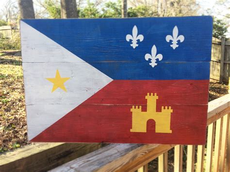 Acadian Flag Wood Sign Flag Of Acadiana Louisiana Wood Sign Etsy