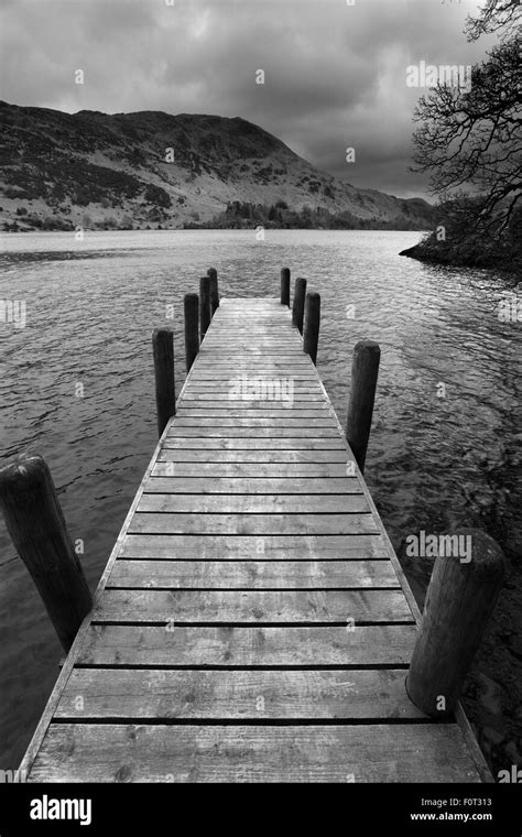 Ullswater Jetty Lake District England Black And White Stock Photos