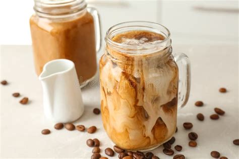 Mason Jar With Cold Brew Coffee Stock Image Image Of Black Caffeine