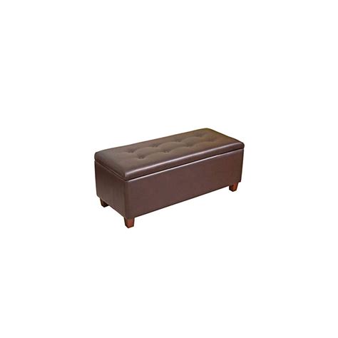 Homepop Large Leatherette Rectangular Storage Bench With Hinged