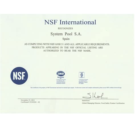Nsf Certificate
