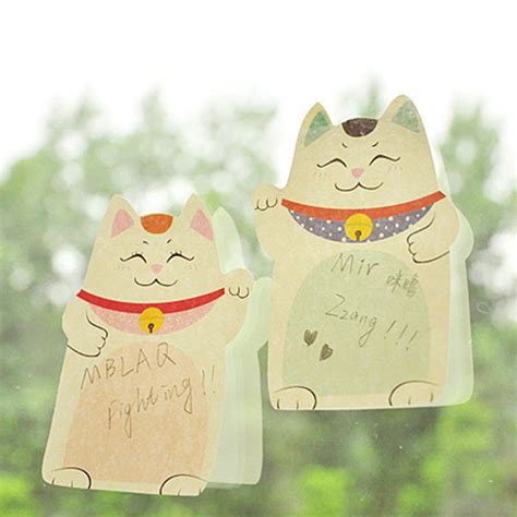 New Arrival Cute Lucky Cat Beckoning Maneki Neko Post It Memo Bookmark