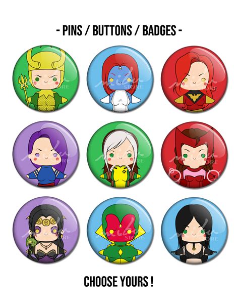 Mibustore Comic Pins Buttons Badges