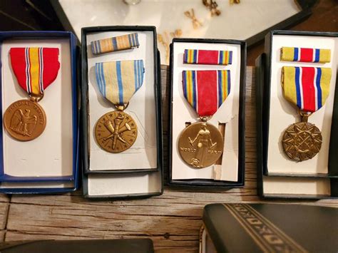 6 Ww2 Us Army Campaign Medals Military Achievement Meritorious Service Lot 2021686208