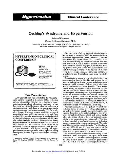 Cushing Syndrome And Hypertension Pdf Adrenocorticotropic Hormone