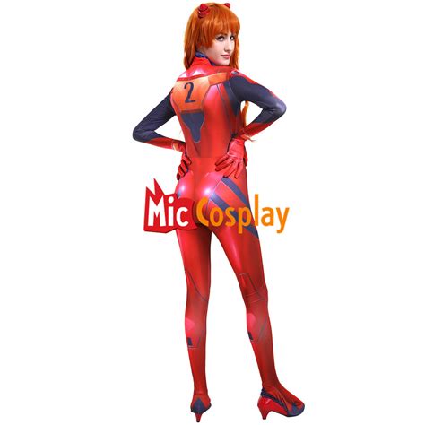 Asuka Langley Sohryu Cosplay Red Bodysuit Jumpsuit 3d Printed Plugsuit Costume Ebay