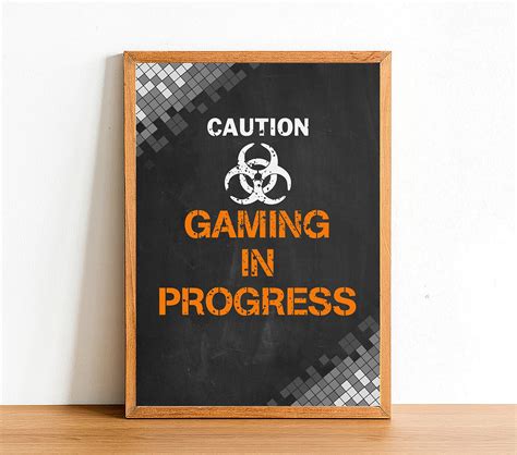 Caution Gaming In Progress Gaming Poster Print Gamer Wall Etsy