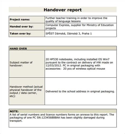 Handover Report Template 20 Free Word Pdf Documents Download Free