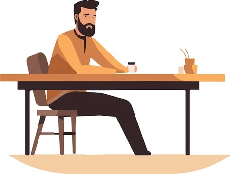 Premium Vector Vector Illustration Man Drinking Coffee At The Table