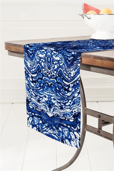 Marble Dark Blue Table Runner Amy Sia Blue Table Runner Table