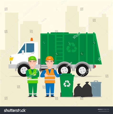 Garbage Collection Garbage Truck Garbage Man Stock Vector 370261556 - Shutterstock
