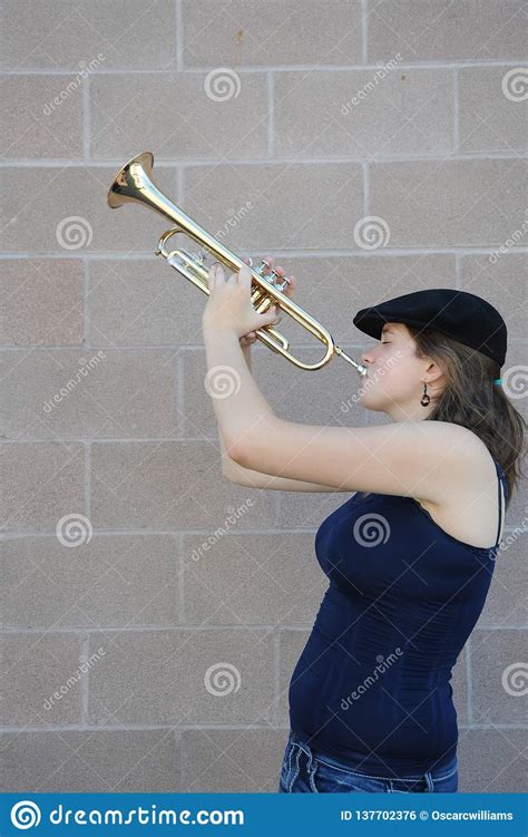 Female Trumpet Player Stock Photo Image Of Adult Instrument 137702376