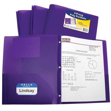 Two Pocket Heavyweight Poly Portfolio Folder With Prongs