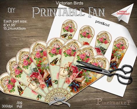 Victorian Hand Fan Template Printable Folding Fan Diy Etsy Paper