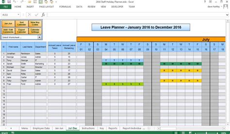 Employee Time Off Calendar Template Employee Time Off Calendar 2016