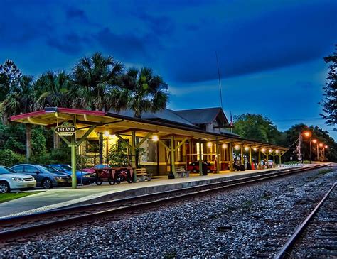 Historic Train Station At Night In Deland Fl Photo By George Berner