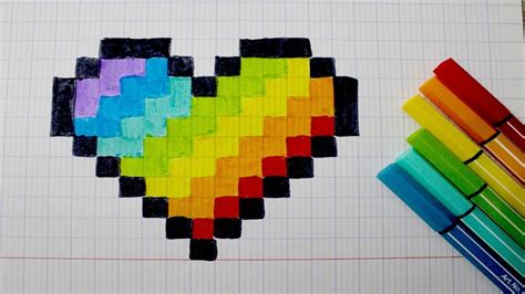 Coeur Arc En Ciel En Pixel Art Destiné Pixel Art Facile Fille