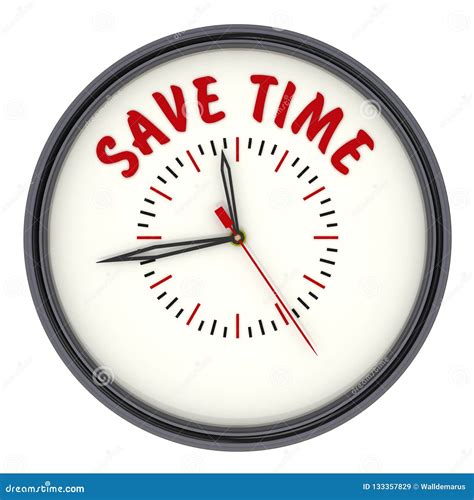 Save Time Clock With Text Stock Illustration Illustration Of Object