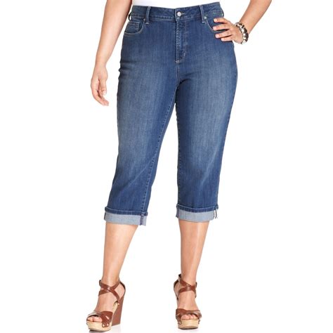 Nydj Plus Size Edna Cuffed Capri Jeans Oregon Wash In Blue Oregon Wash