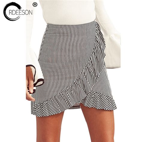 Ordeeson Ruffles Mini Skirts Womens Pencil Skirt Plaid Stripe Short